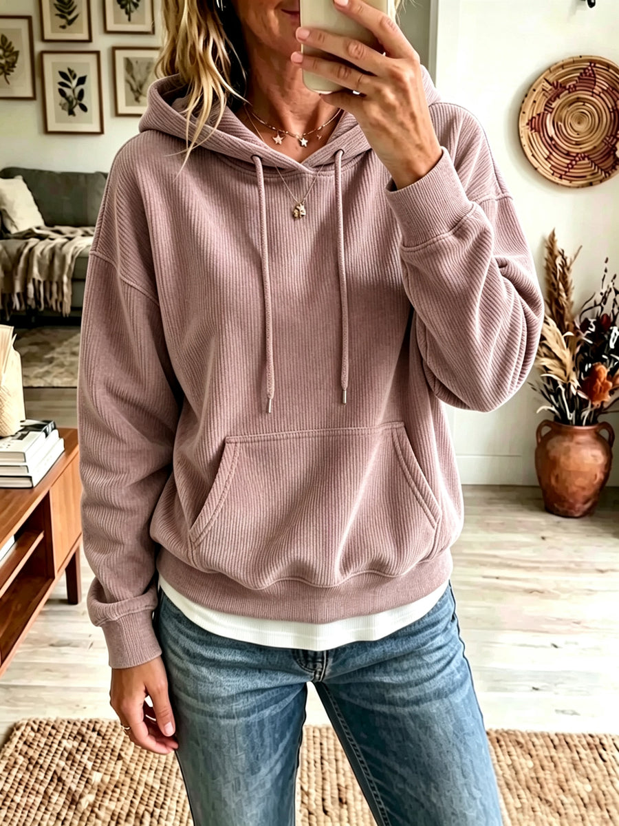 Womens AutumnWinter Casual Corduroy Hoodie - Cozy Style