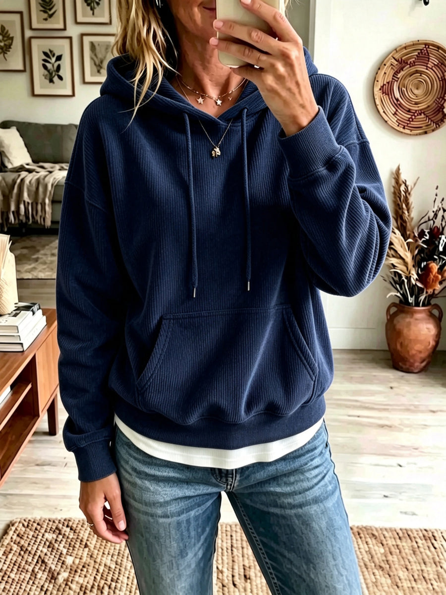 Womens AutumnWinter Casual Corduroy Hoodie - Cozy Style