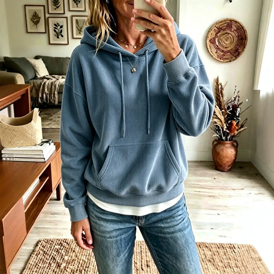 Womens AutumnWinter Casual Corduroy Hoodie - Cozy Style