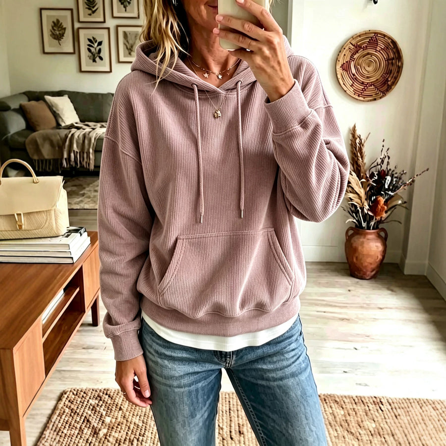 Womens AutumnWinter Casual Corduroy Hoodie - Cozy Style