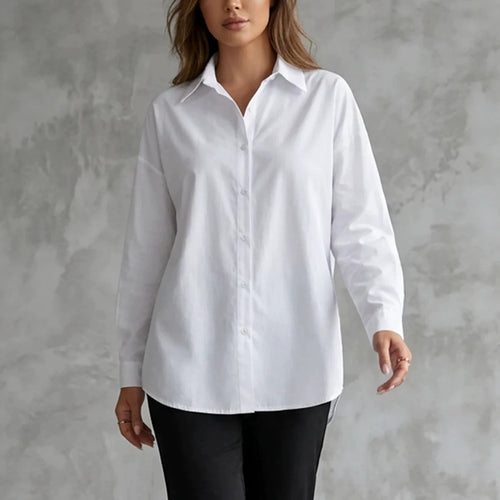 Solid-color Fashionable Loose-fitting Long-sleeve T-Shirt