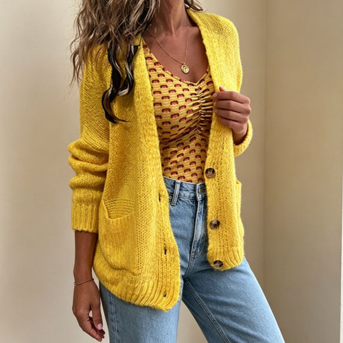 Womens Knitted Cardigan Loose-Fit Outerwear