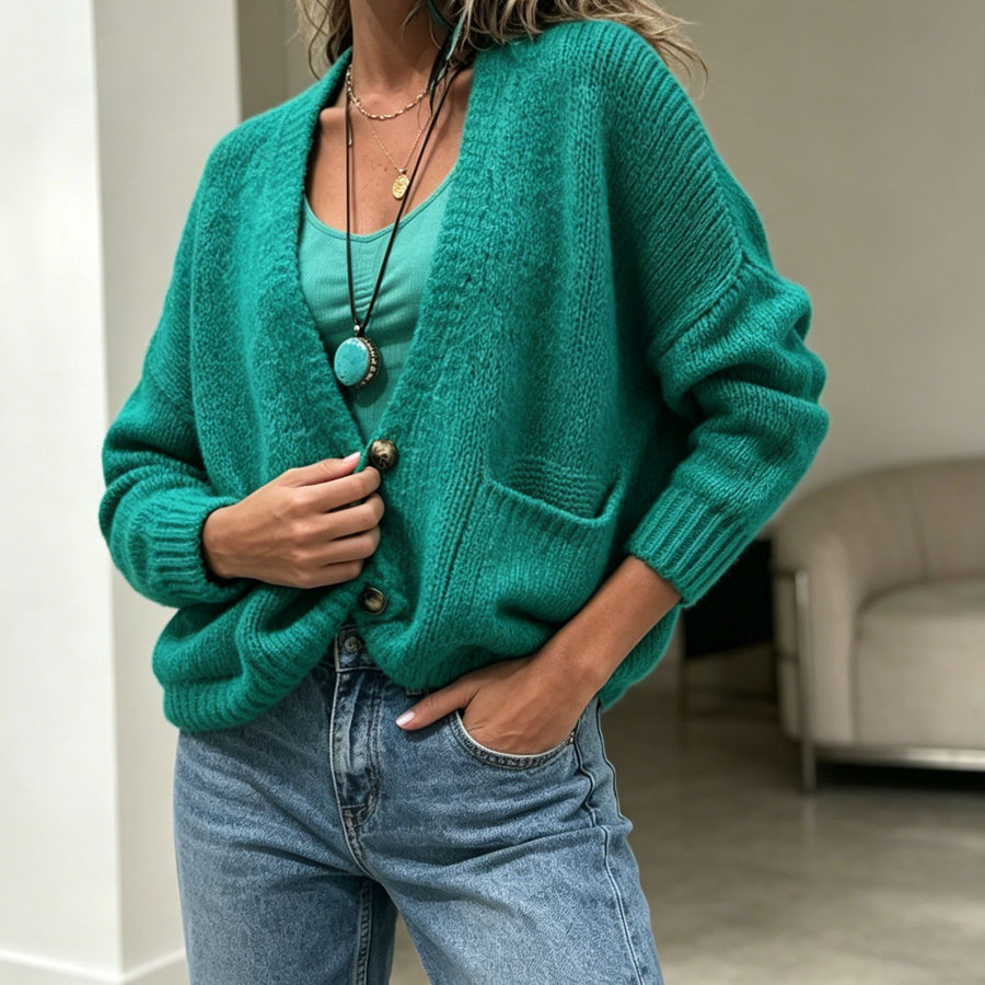 Womens Knitted Cardigan Loose-Fit Outerwear