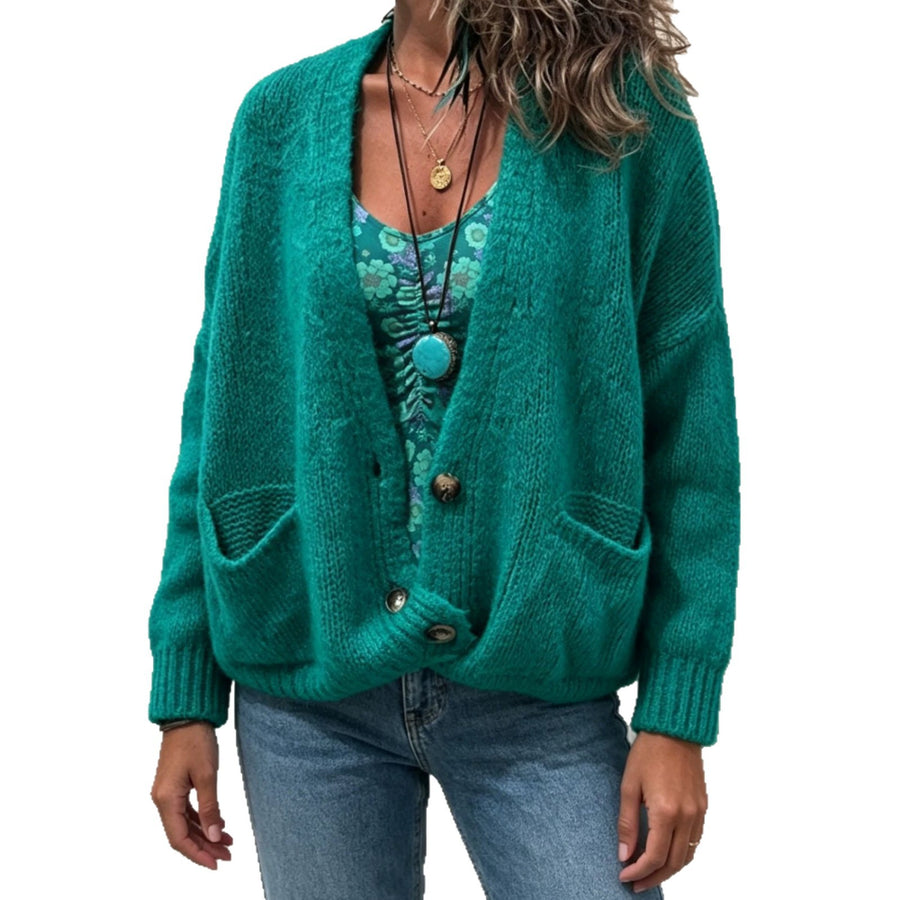 Womens Knitted Cardigan Loose-Fit Outerwear