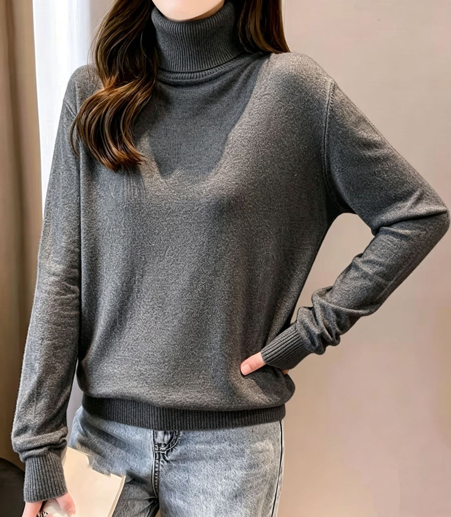 Womens Turtleneck Crop Top Pullover Sweater