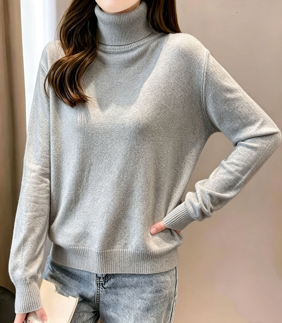 Womens Turtleneck Crop Top Pullover Sweater
