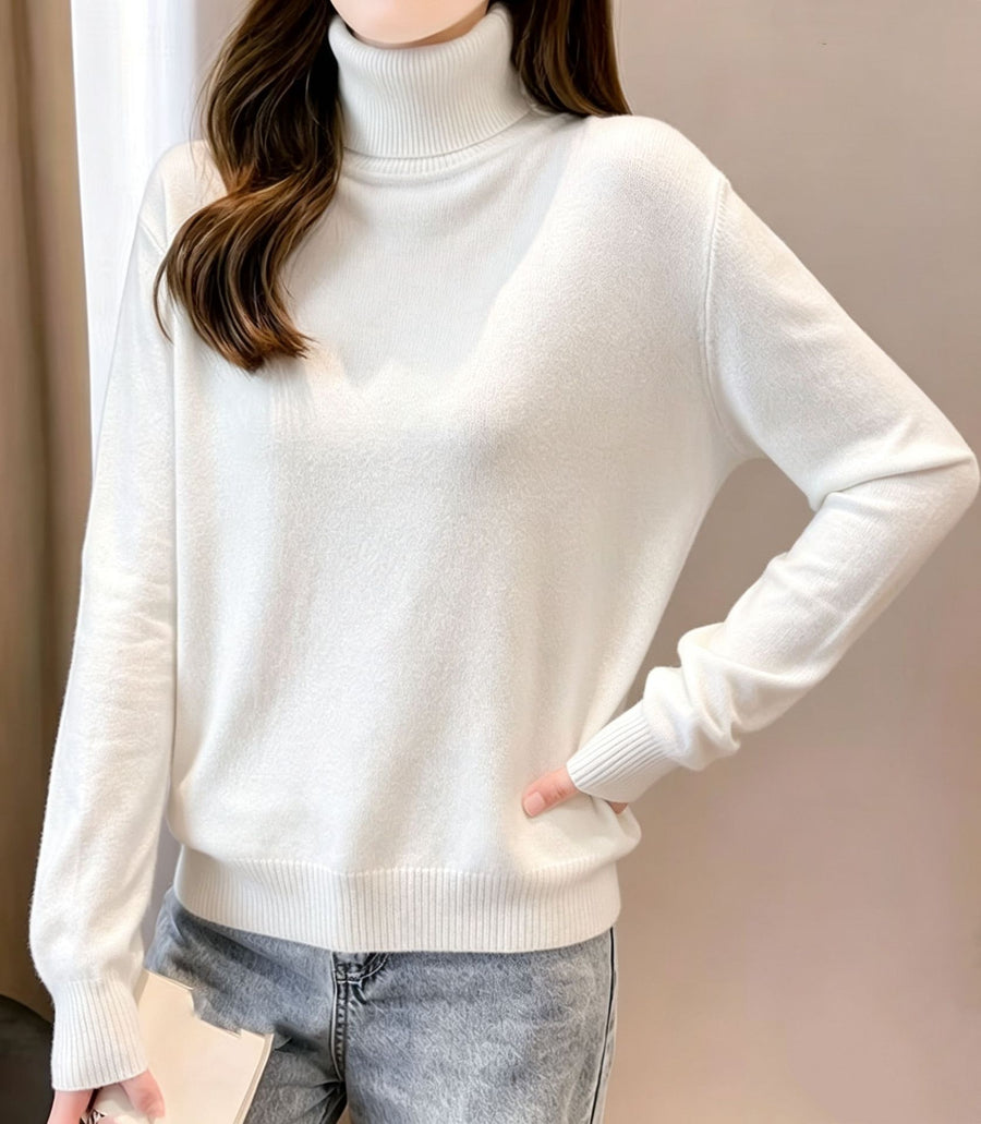 Womens Turtleneck Crop Top Pullover Sweater