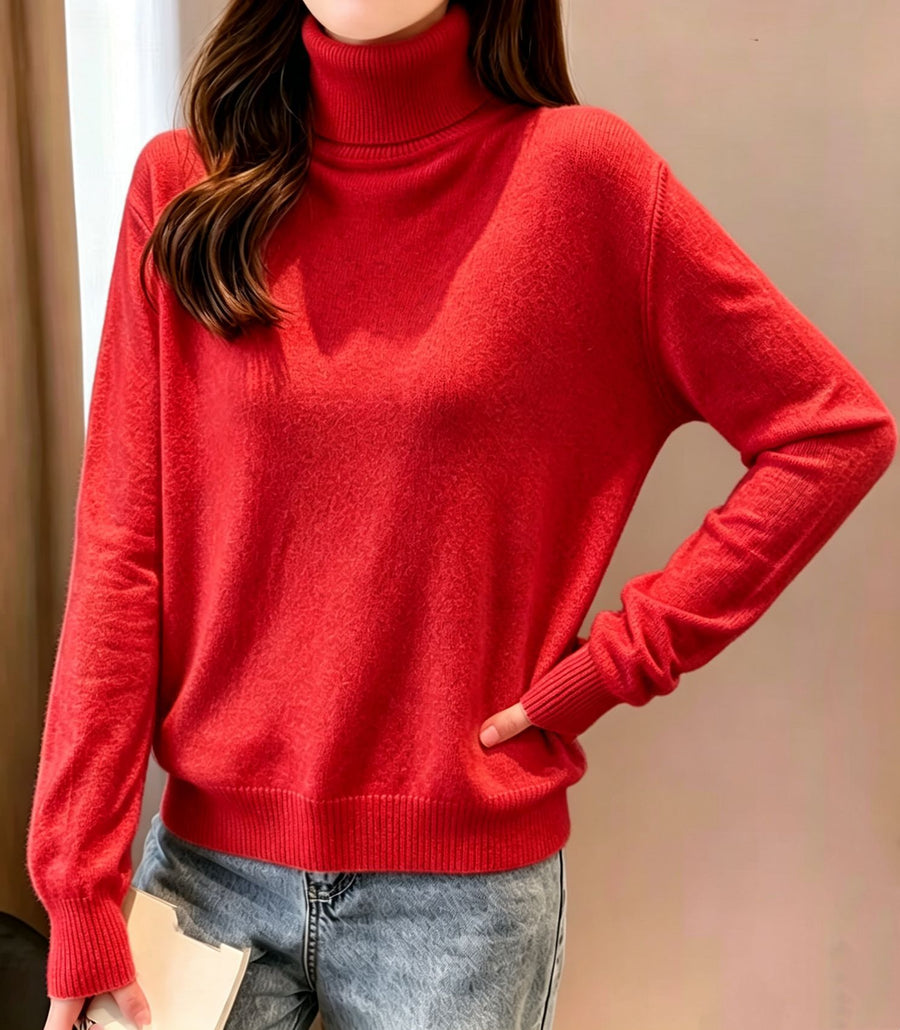 Womens Turtleneck Crop Top Pullover Sweater
