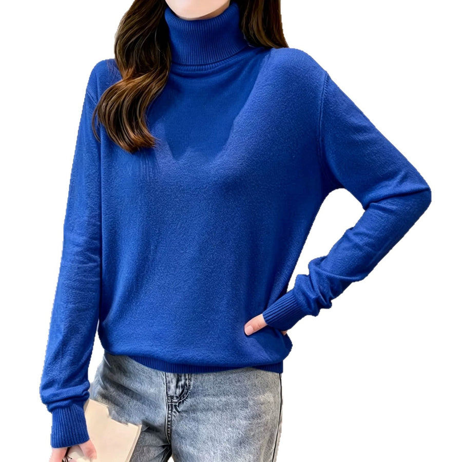 Womens Turtleneck Crop Top Pullover Sweater