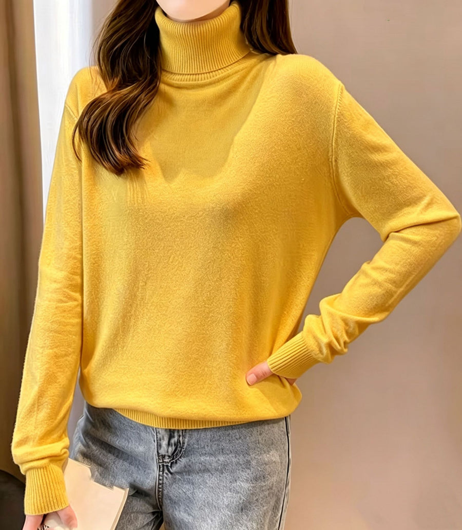 Womens Turtleneck Crop Top Pullover Sweater