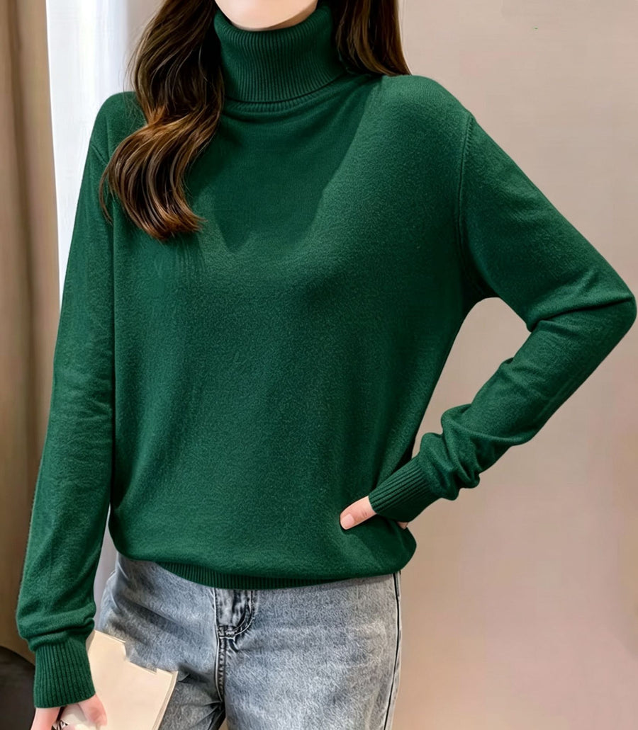 Womens Turtleneck Crop Top Pullover Sweater