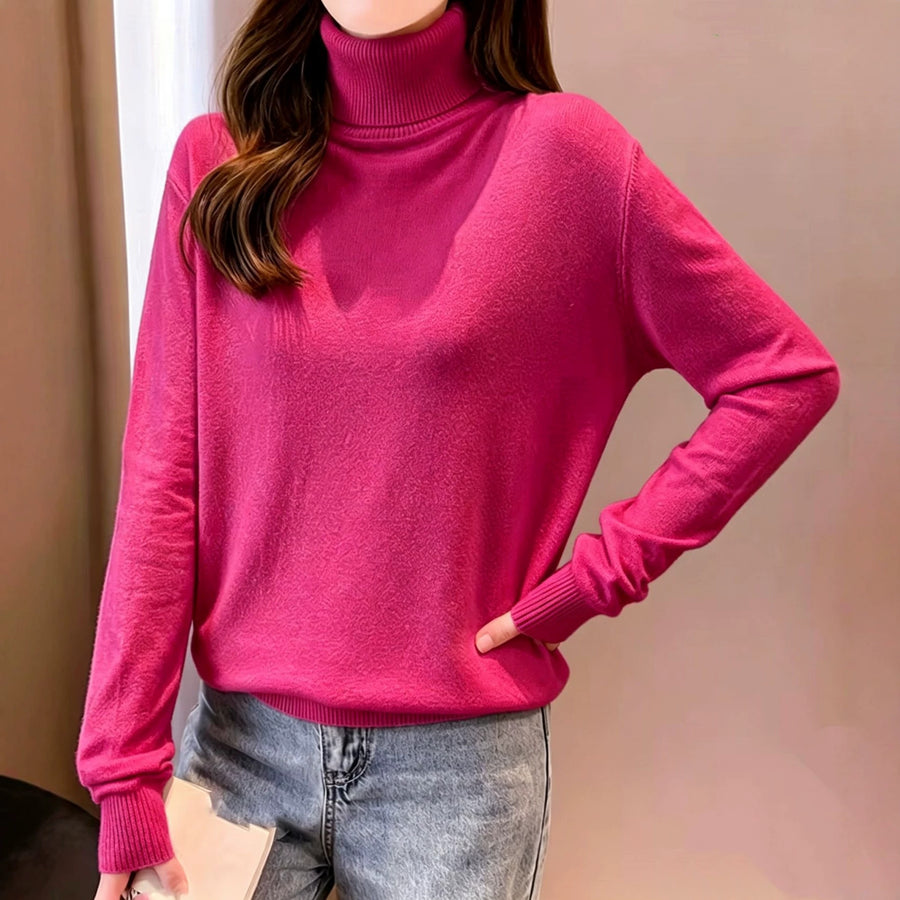 Womens Turtleneck Crop Top Pullover Sweater