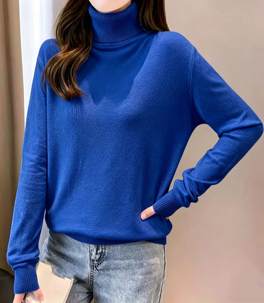 Womens Turtleneck Crop Top Pullover Sweater