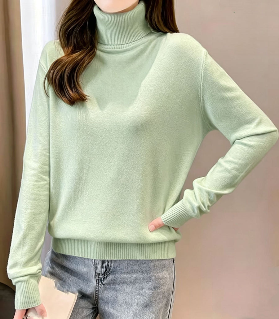 Womens Turtleneck Crop Top Pullover Sweater