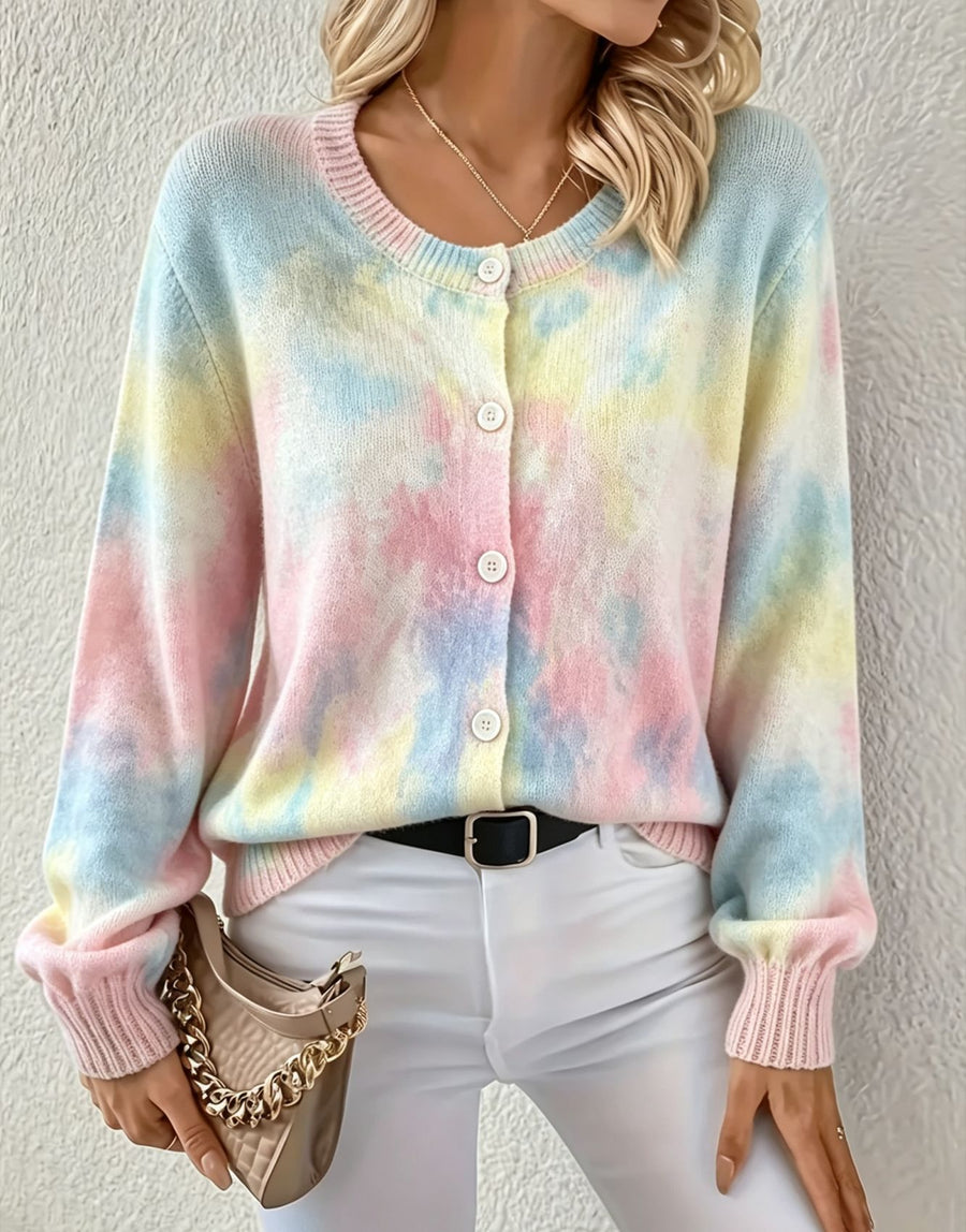 Chic Round-neck Long-sleeve Knitted Cardigan for Effortless Style
