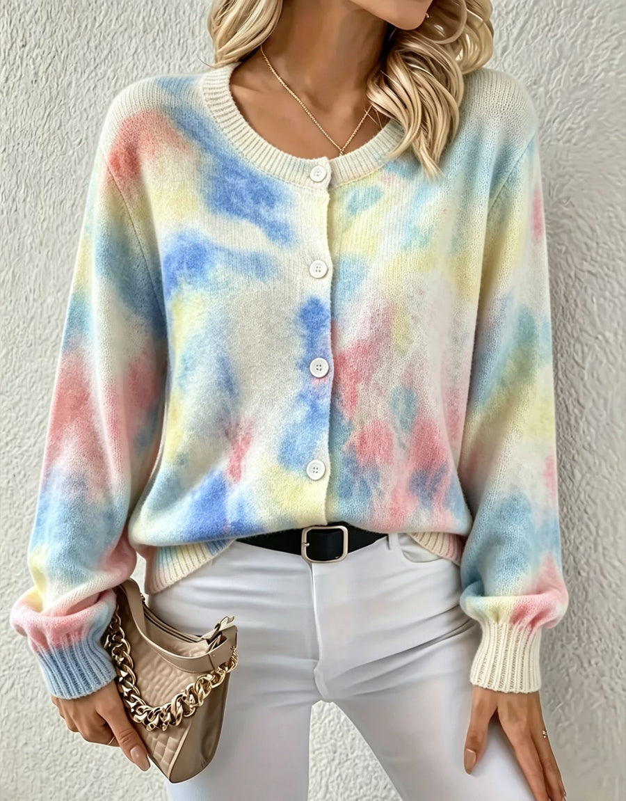 Chic Round-neck Long-sleeve Knitted Cardigan for Effortless Style