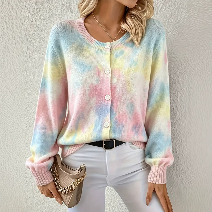 Chic Round-neck Long-sleeve Knitted Cardigan for Effortless Style