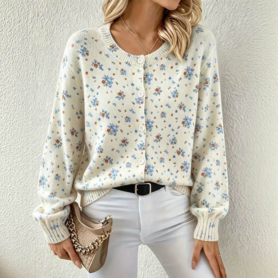 Chic Round-neck Long-sleeve Knitted Cardigan for Effortless Style