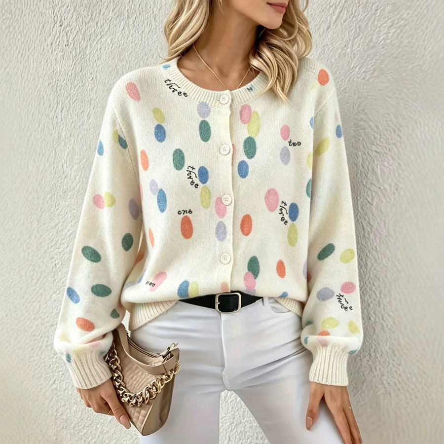 Chic Round-neck Long-sleeve Knitted Cardigan for Effortless Style