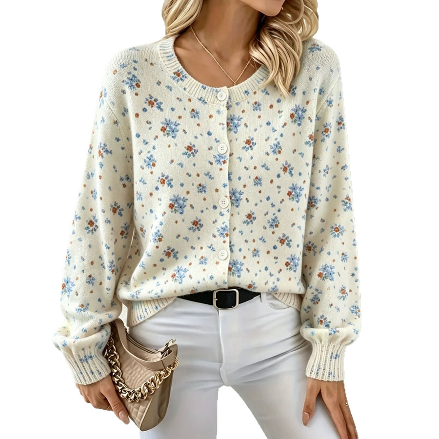 Chic Round-neck Long-sleeve Knitted Cardigan for Effortless Style