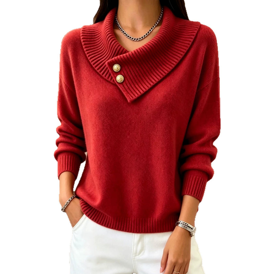 Irregular Lapel Soft and Cozy Knit Sweater for Women