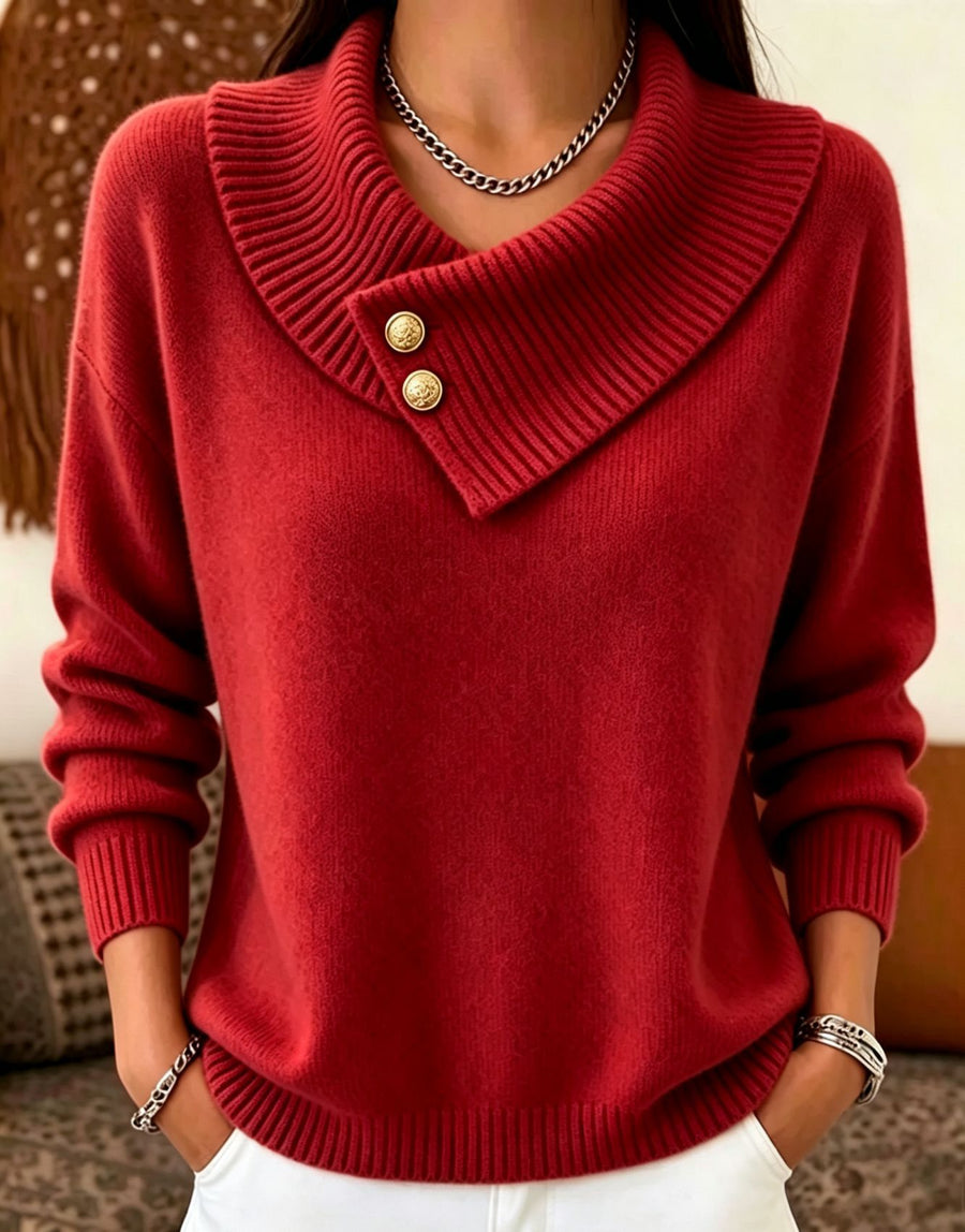 Irregular Lapel Soft and Cozy Knit Sweater for Women