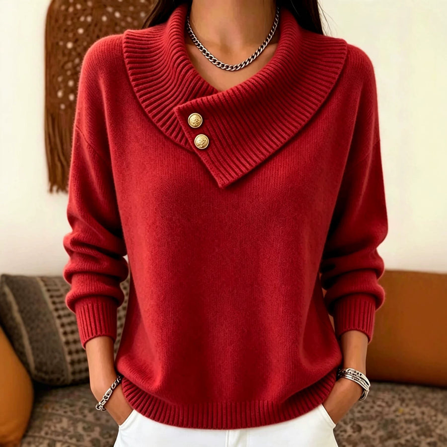 Irregular Lapel Soft and Cozy Knit Sweater for Women