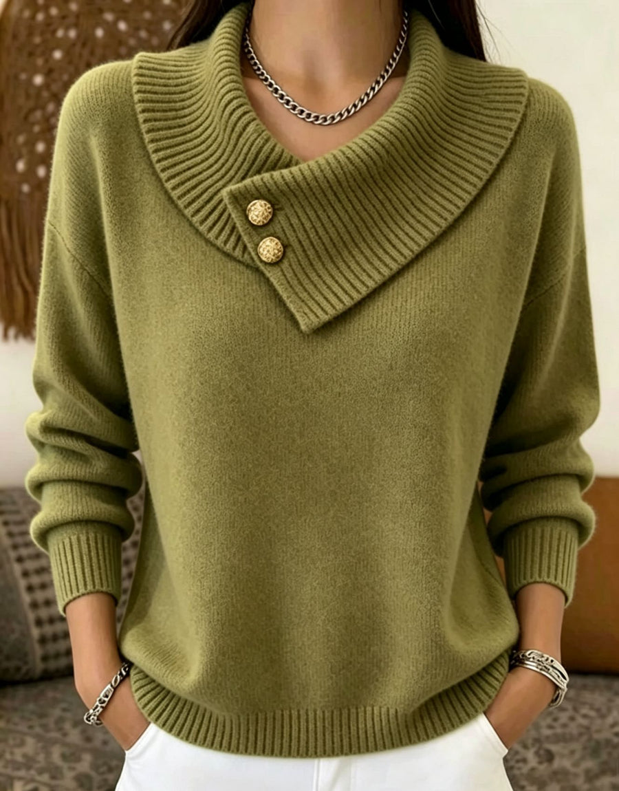 Irregular Lapel Soft and Cozy Knit Sweater for Women