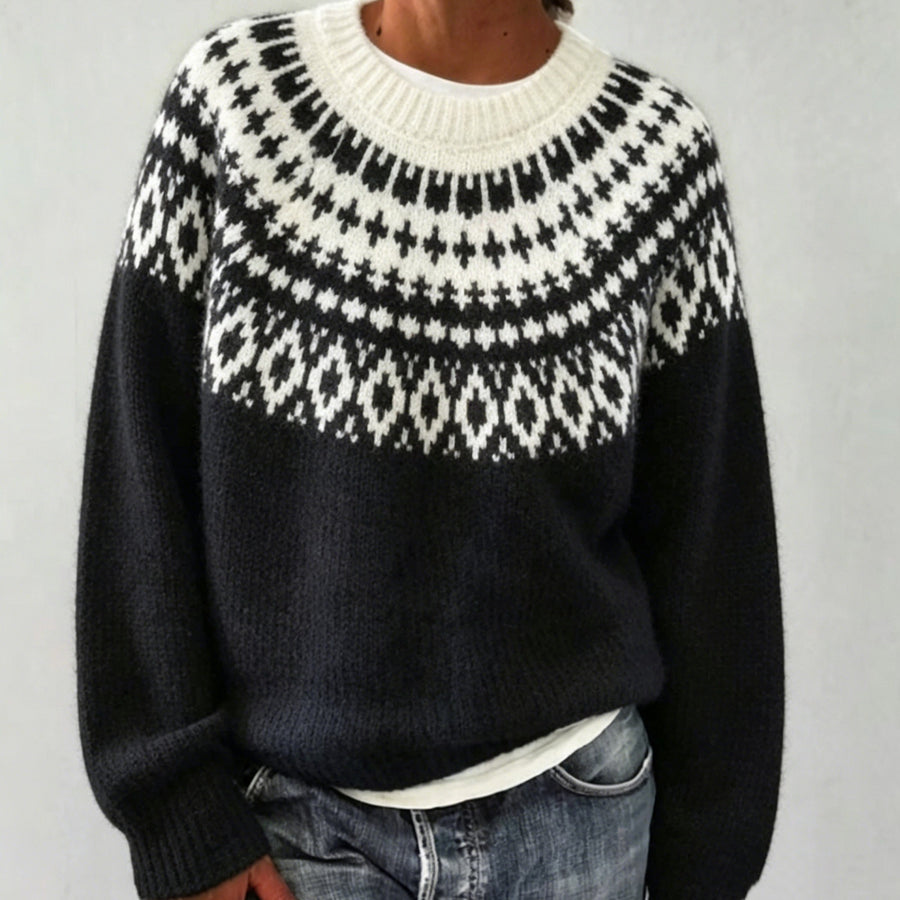 Round Neck Multicolor Loose Fashion Sweater for Women