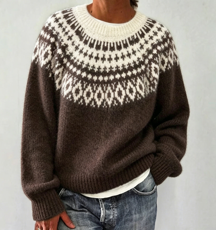 Round Neck Multicolor Loose Fashion Sweater for Women