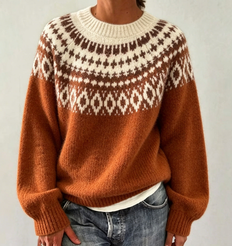 Round Neck Multicolor Loose Fashion Sweater for Women