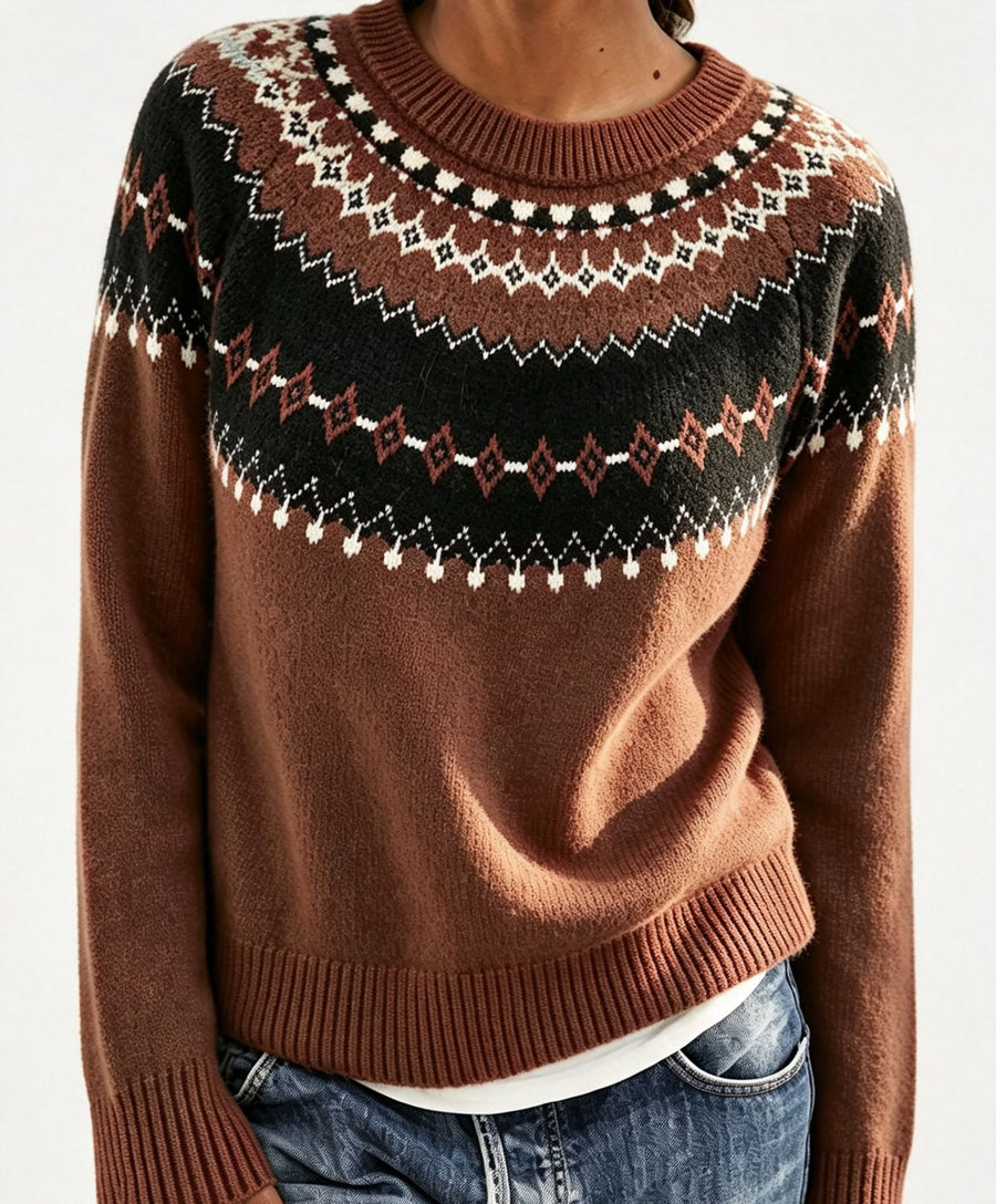 Round Neck Multicolor Loose Fashion Sweater for Women