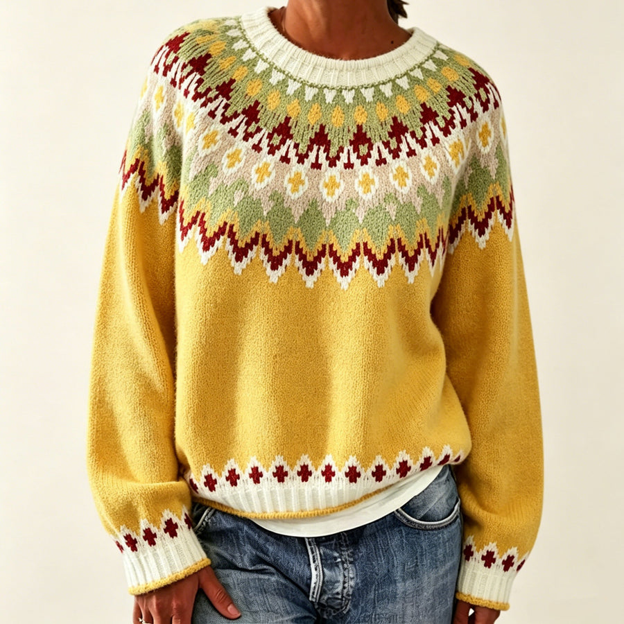Round Neck Multicolor Loose Fashion Sweater for Women