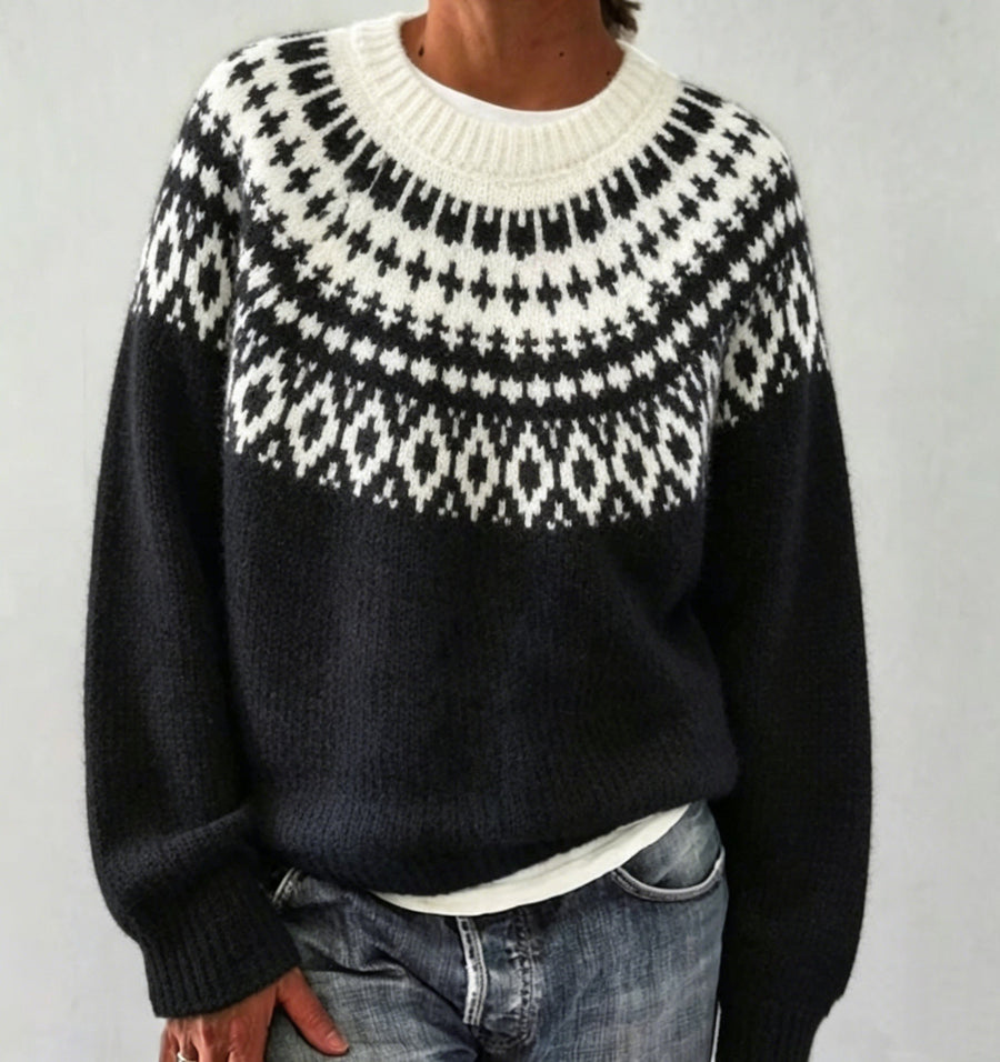 Round Neck Multicolor Loose Fashion Sweater for Women