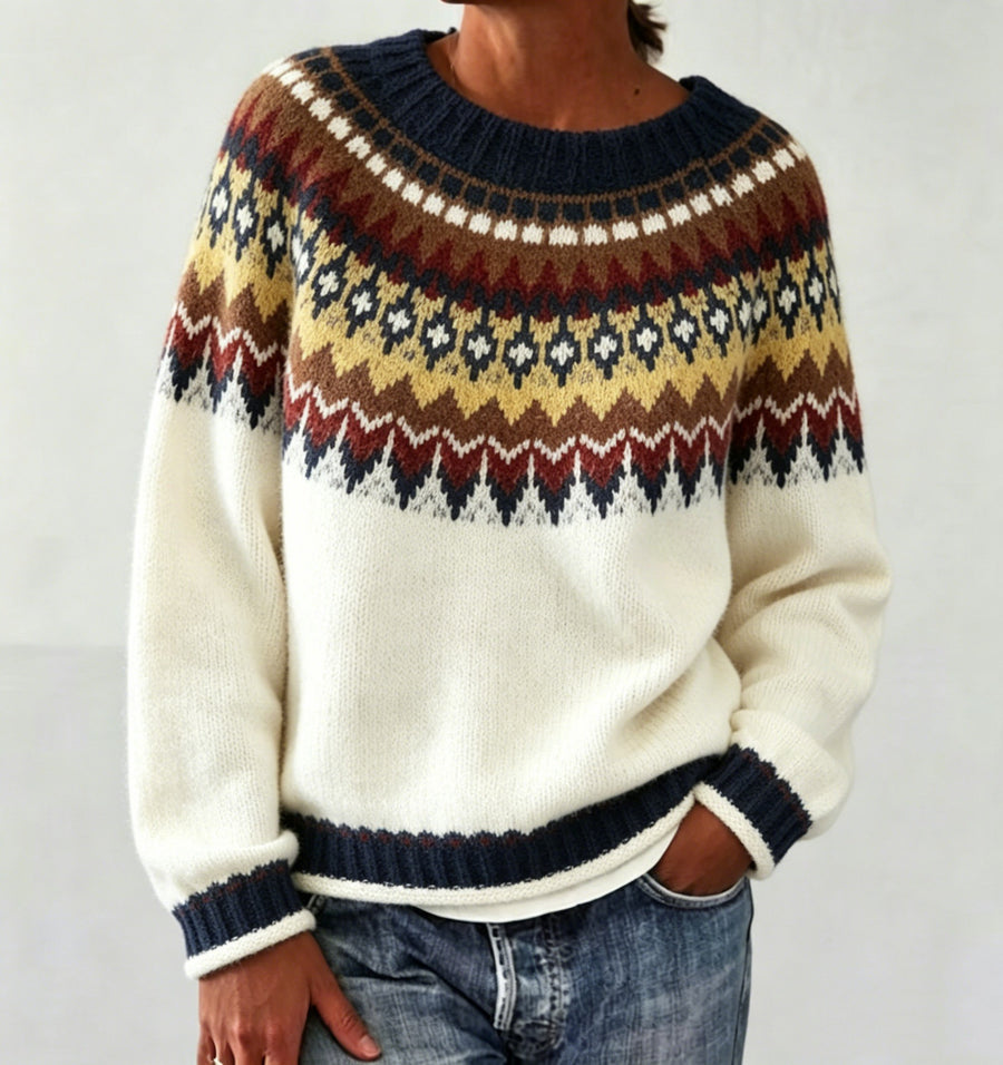 Round Neck Multicolor Loose Fashion Sweater for Women