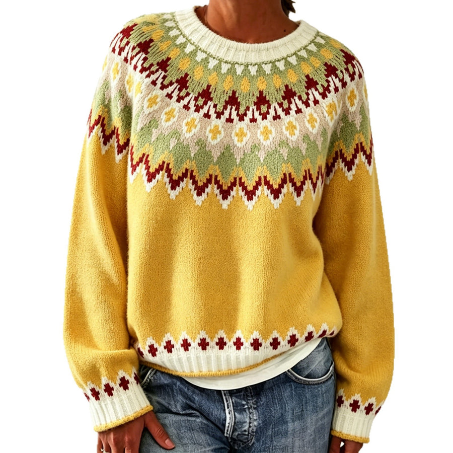 Round Neck Multicolor Loose Fashion Sweater for Women