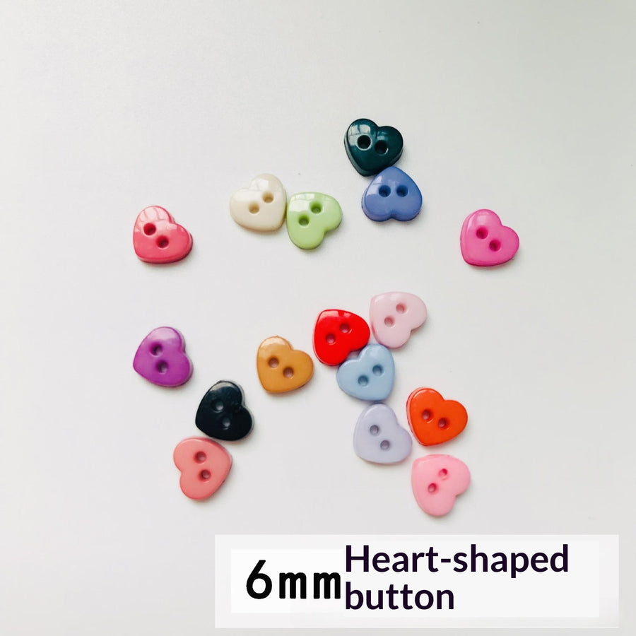 6mm Resin Heart-shaped Mini Buttons for Home Office Storage