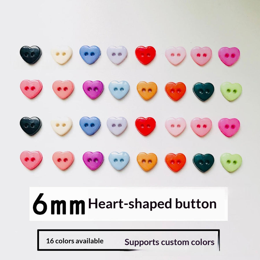 6mm Resin Heart-shaped Mini Buttons for Home Office Storage