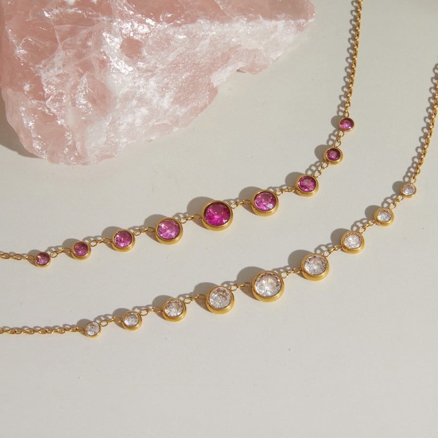 Colorfast Titanium Steel Zircon Pendant Necklace for Everyday Elegance