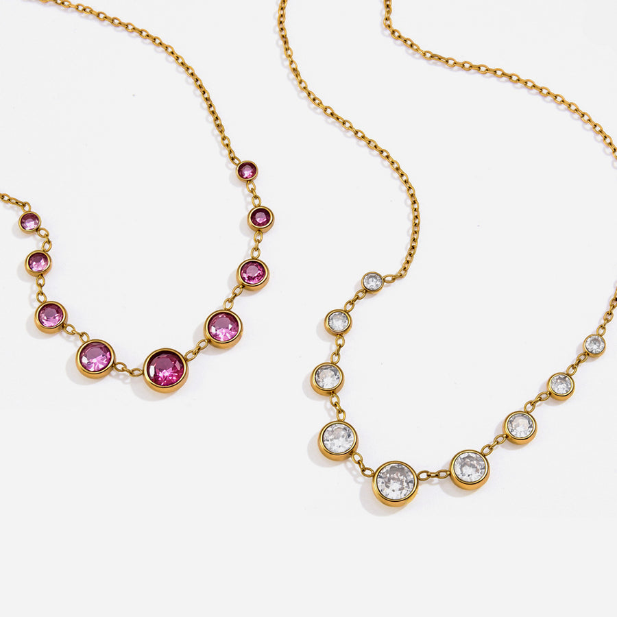 Colorfast Titanium Steel Zircon Pendant Necklace for Everyday Elegance