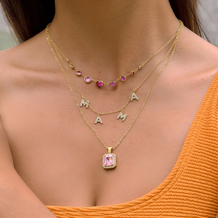 Colorfast Titanium Steel Zircon Pendant Necklace for Everyday Elegance