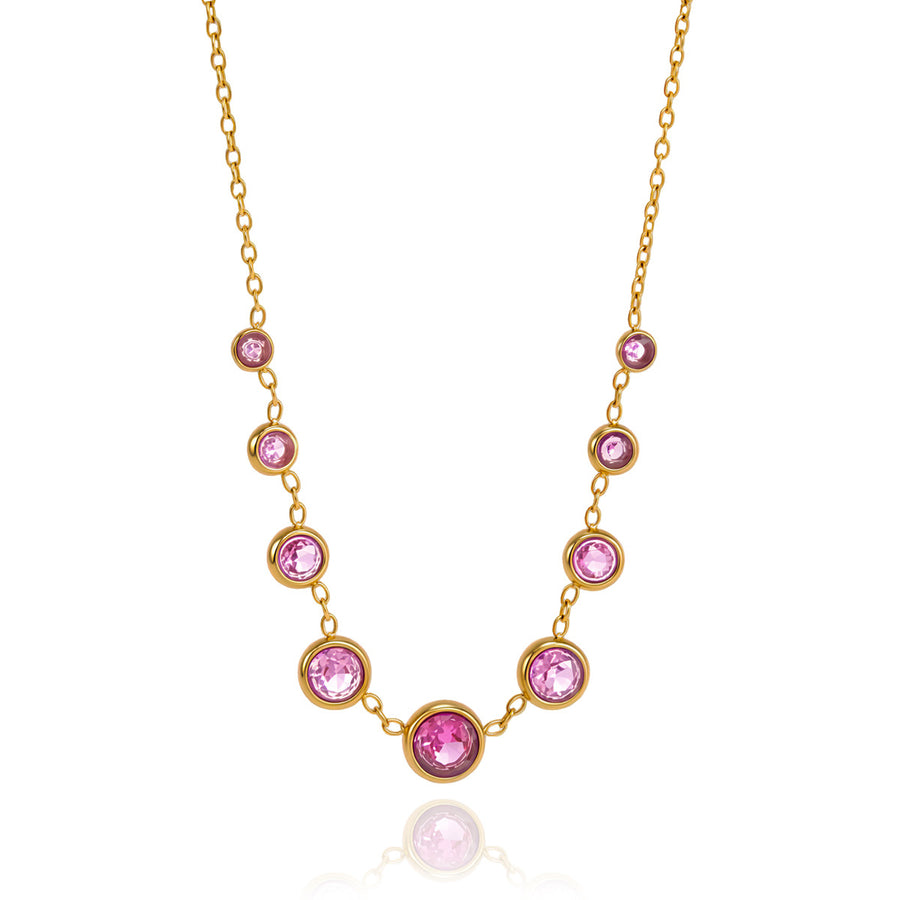 Colorfast Titanium Steel Zircon Pendant Necklace for Everyday Elegance