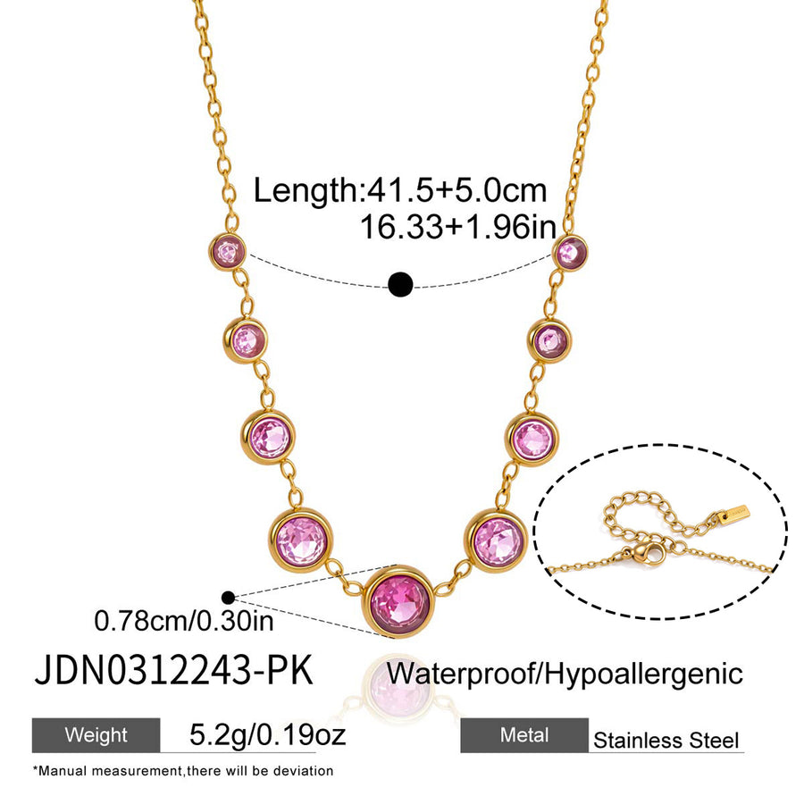 Colorfast Titanium Steel Zircon Pendant Necklace for Everyday Elegance