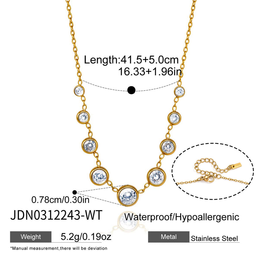 Colorfast Titanium Steel Zircon Pendant Necklace for Everyday Elegance