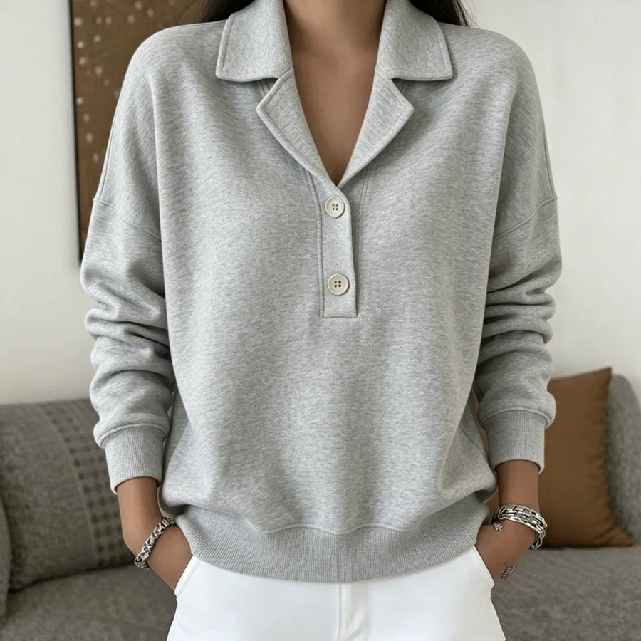 Womens Casual Long-sleeve Hoodie with Lapel Collar