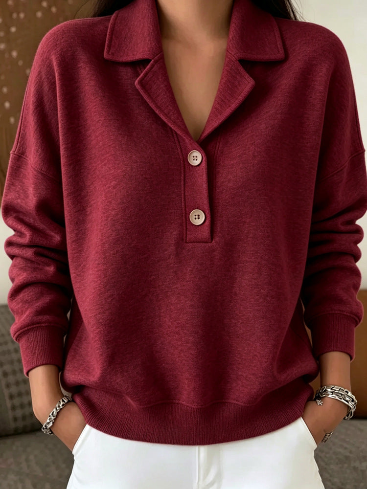 Womens Casual Long-sleeve Hoodie with Lapel Collar