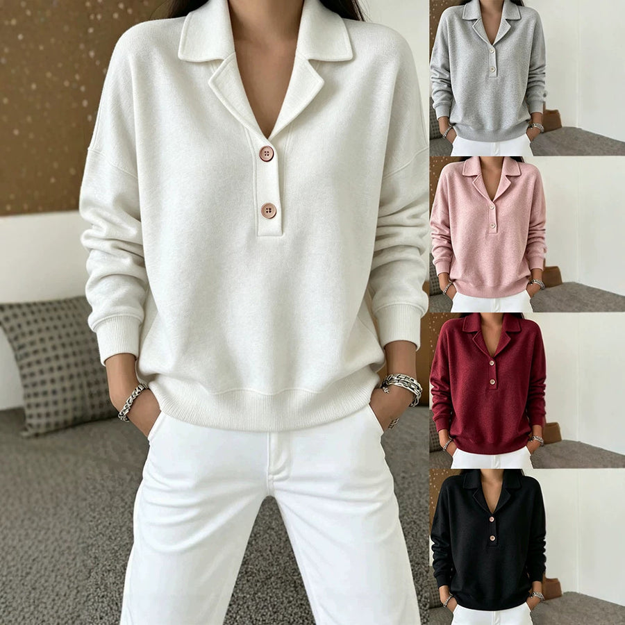 Womens Casual Long-sleeve Hoodie with Lapel Collar