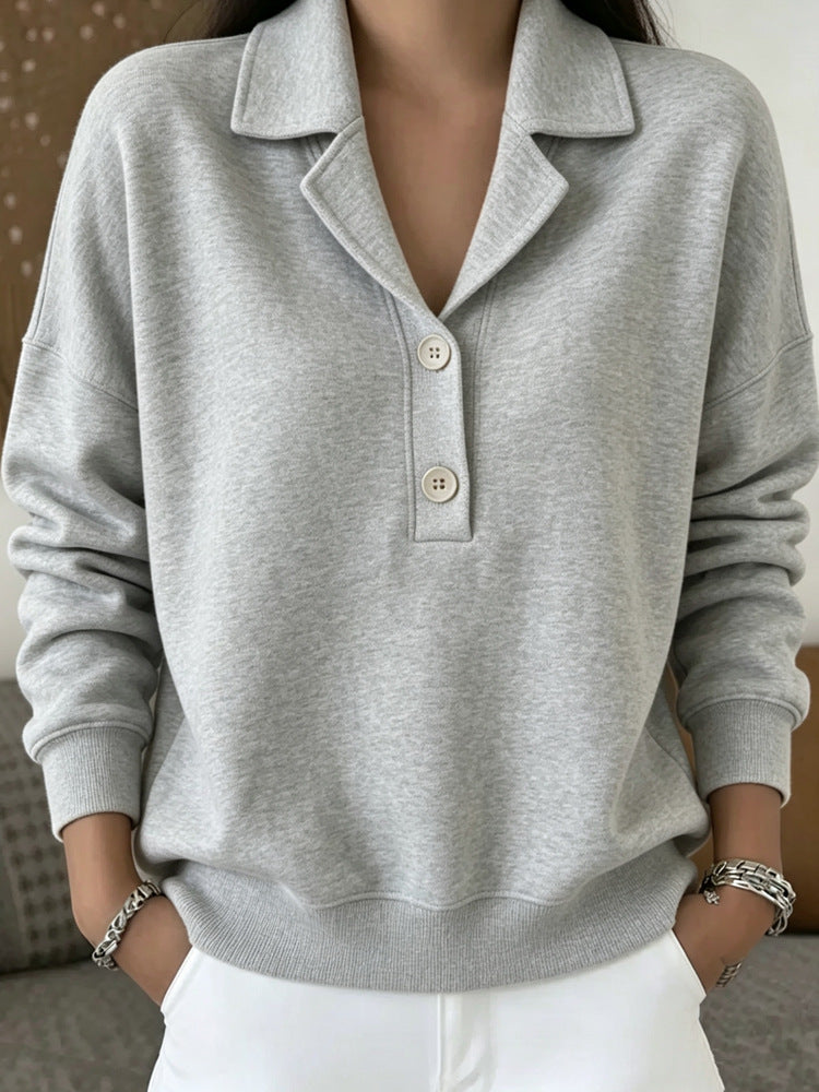 Womens Casual Long-sleeve Hoodie with Lapel Collar