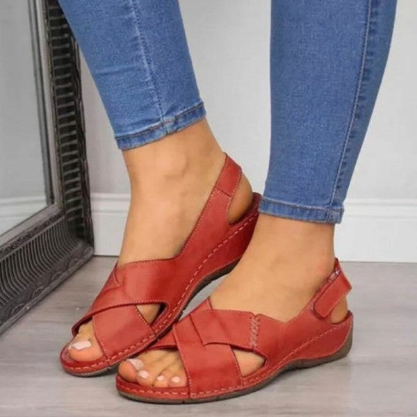 Womens Retro Casual PU Sandals for Stylish Comfort