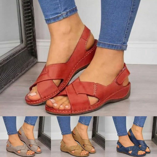 Womens Retro Casual PU Sandals for Stylish Comfort